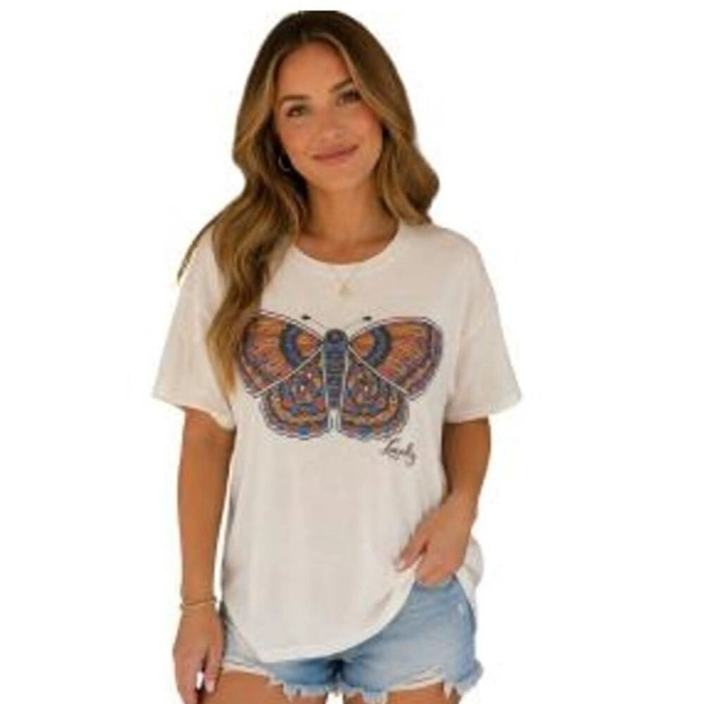 Lucky Brand butterfly graphic tee size L